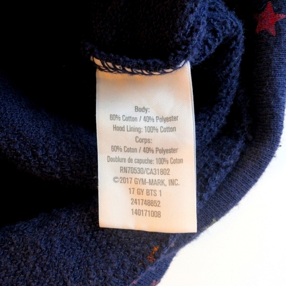Gymboree Girls Navy Blue Hoodie With Rainbow Stars Pattern Cotton Size 5T - Picture 6 of 6